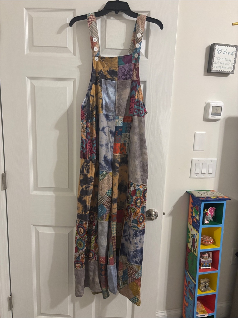 Colorful Patchwork Maxi Overalls Dress